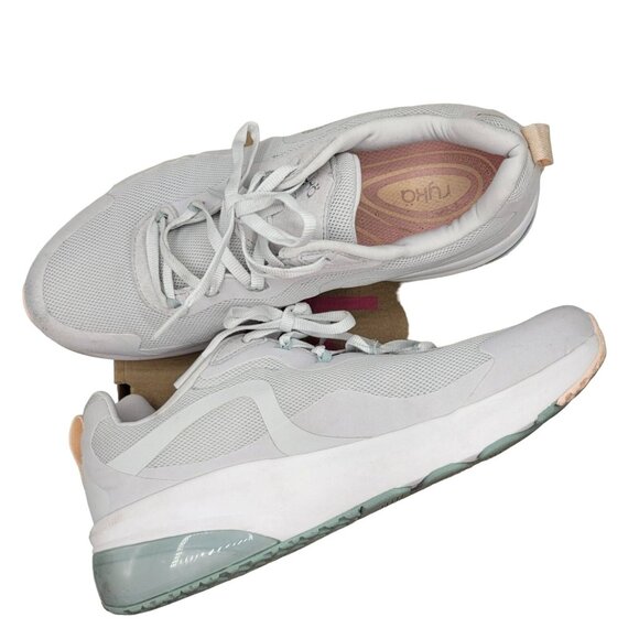 Ryka Womens Go For It Re-Zorb Walking Sneakers Nimbus Gray 9 M Pink Trim Mesh - Picture 1 of 10
